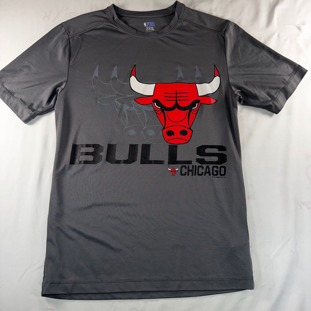NBA Chicago Bulls T Shirt Mens Small Gray TX3 COOL Graphic Performance‎ Tee